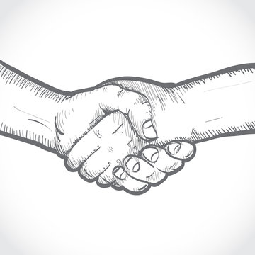 Sketch of two shaking hands