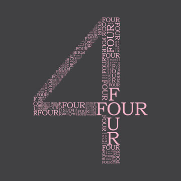 number four created from text - illustration