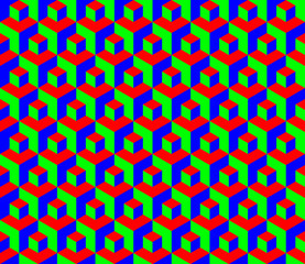 Seamless RGB cubes pattern - illustration