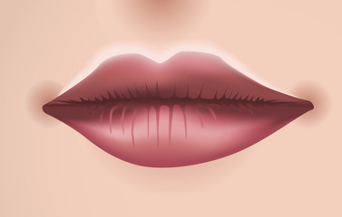 Woman's big red smiling lips - illustration