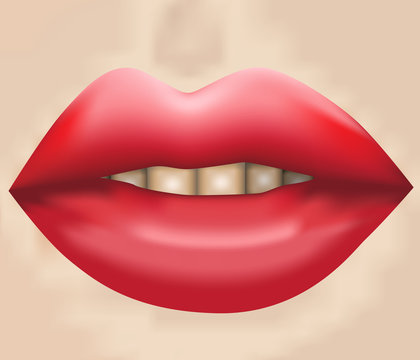 Woman's big red lips - illustration