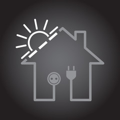 Eco house as simple solar electricity circuit - illustration
