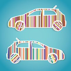 cars as color barcode, isolated illustration