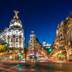 Naklejka premium Gran Via in Madrid, Spain, Europe.