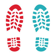 Shoe red and green footprint - illustration