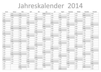 Kalender 2014 Jahresplaner Jahreskalender Wandkalender grau