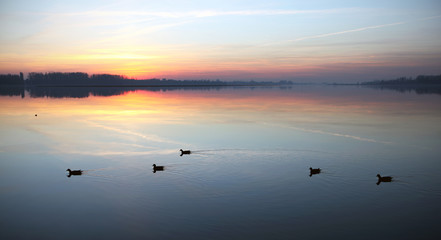Plakat Sunset over the lake