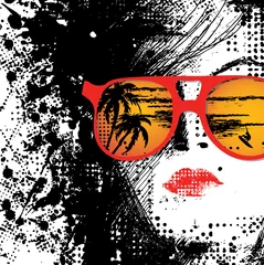 Papier Peint photo autocollant Visage de femme Femmes en lunettes de soleil