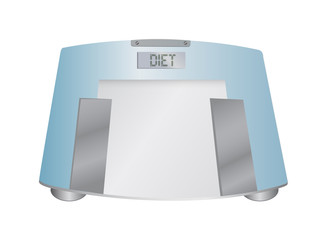The word diet on a weight scale, illustration