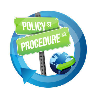 policy procedure road sign illustration design