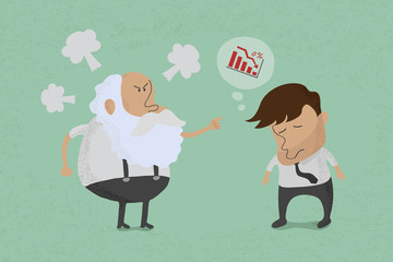Angry boss with employee  , eps10 vector format