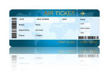 airline boarding pass ticket isolated over white