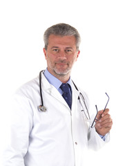 Arzt Mediziner mit Stethoskop und Brille