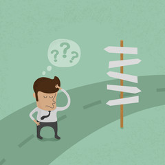 Businessman do not know where to go , eps10 vector format