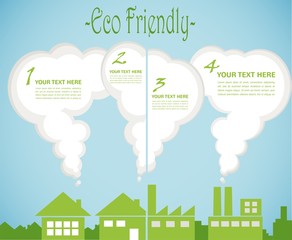 Naklejka premium factory pollution vs green city enviroment