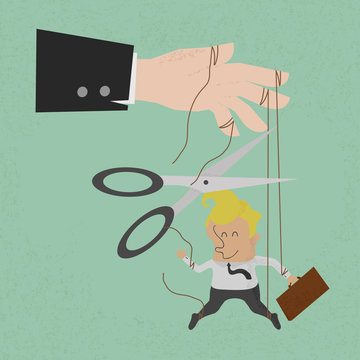 Cutting The Strings Of A Business Man Puppet, Giving It Freedom