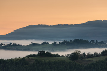 Foggy mountain landscape