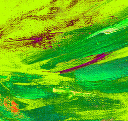 abstract  yellow green painting by oil on canvas