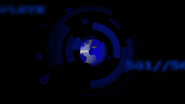 Earth spinning with blue cells emulating from it