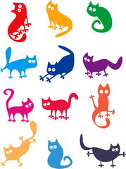 Set of funny cats