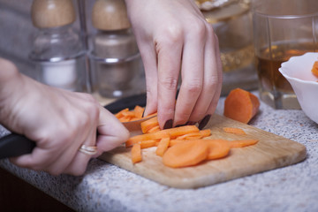 cutting carrots