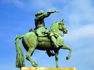 French King Louis XIV on horseback statue in Versailles