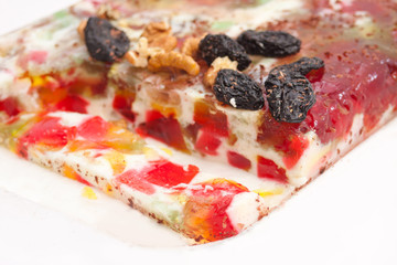 sweet cold red jelly pie with  prune