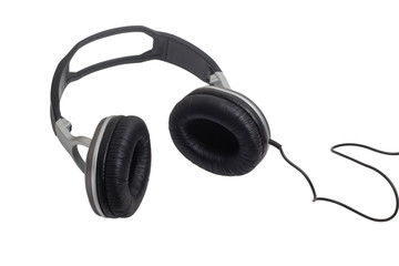 Fototapeta na wymiar headphones head audio wire music classic stereo equipment cable
