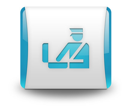 Light Blue 3D Effect Icon "Customs Symbol"