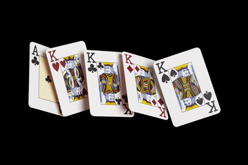Poker, Vierling, Könige, Schwarz, schwebend