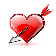 Illustration of a glossy vector heart with an arrow