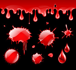 Seamless dripping blood and blood design elements