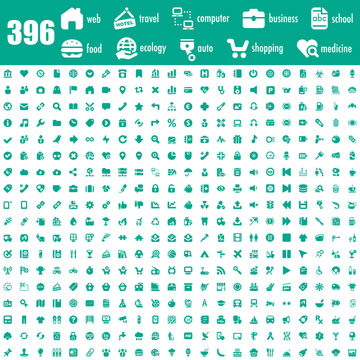 396 emerald green icons set