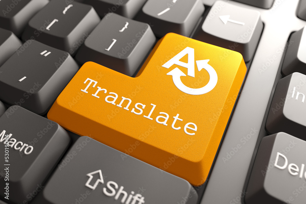 Poster keyboard with translate button.