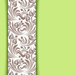 Green vector card with floral pattern.