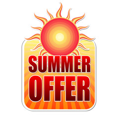 summer offer in label with sun