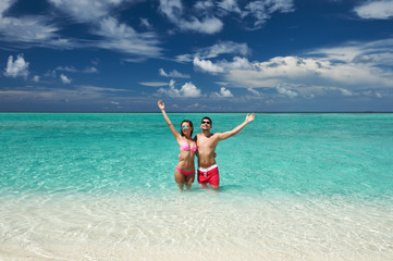 Couple on a beach at Maldives