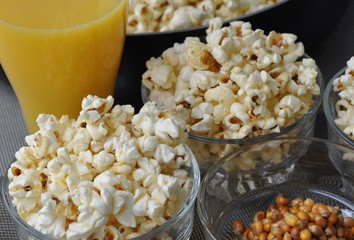 Snack of popcorn and juice