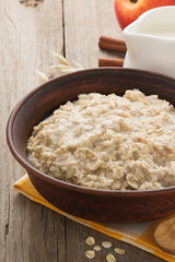 bowl of oatmeal on wood