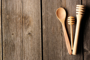 Wooden spoon and dippers