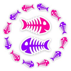 pink and purple fish bone stickers