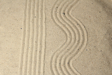 Fototapeta na wymiar Ogród zen z prowizją piasku z bliska