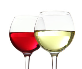 Glasses of wine isolated on white
