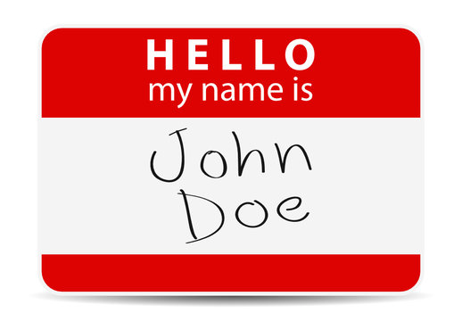 red tag my name is, John Doe
