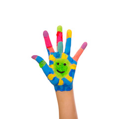 bunte hand sonne