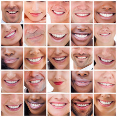 Collage of white smiles