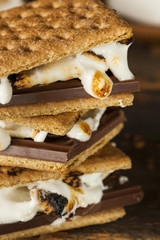 Homemade S'more with chocolate and marshmallow