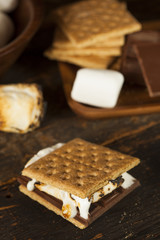 Homemade S'more with chocolate and marshmallow