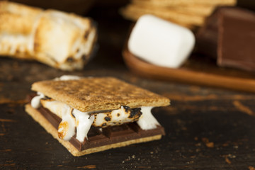 Homemade S'more with chocolate and marshmallow