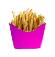 French fry in pink box